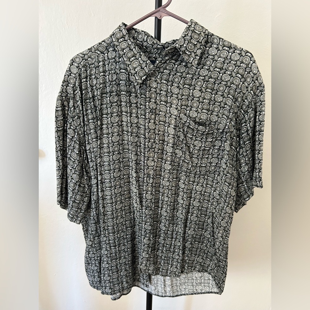 Portofino L size, 100% Rayon, button-down short-sleeve shirt